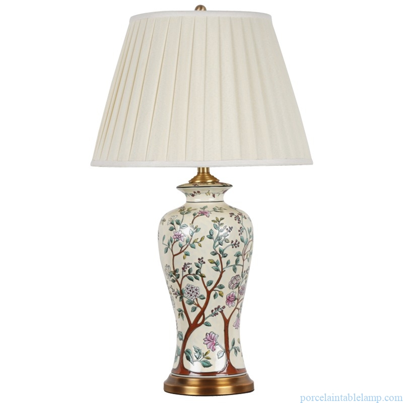 delicate tree and flower design decorative ceramic table lamp
